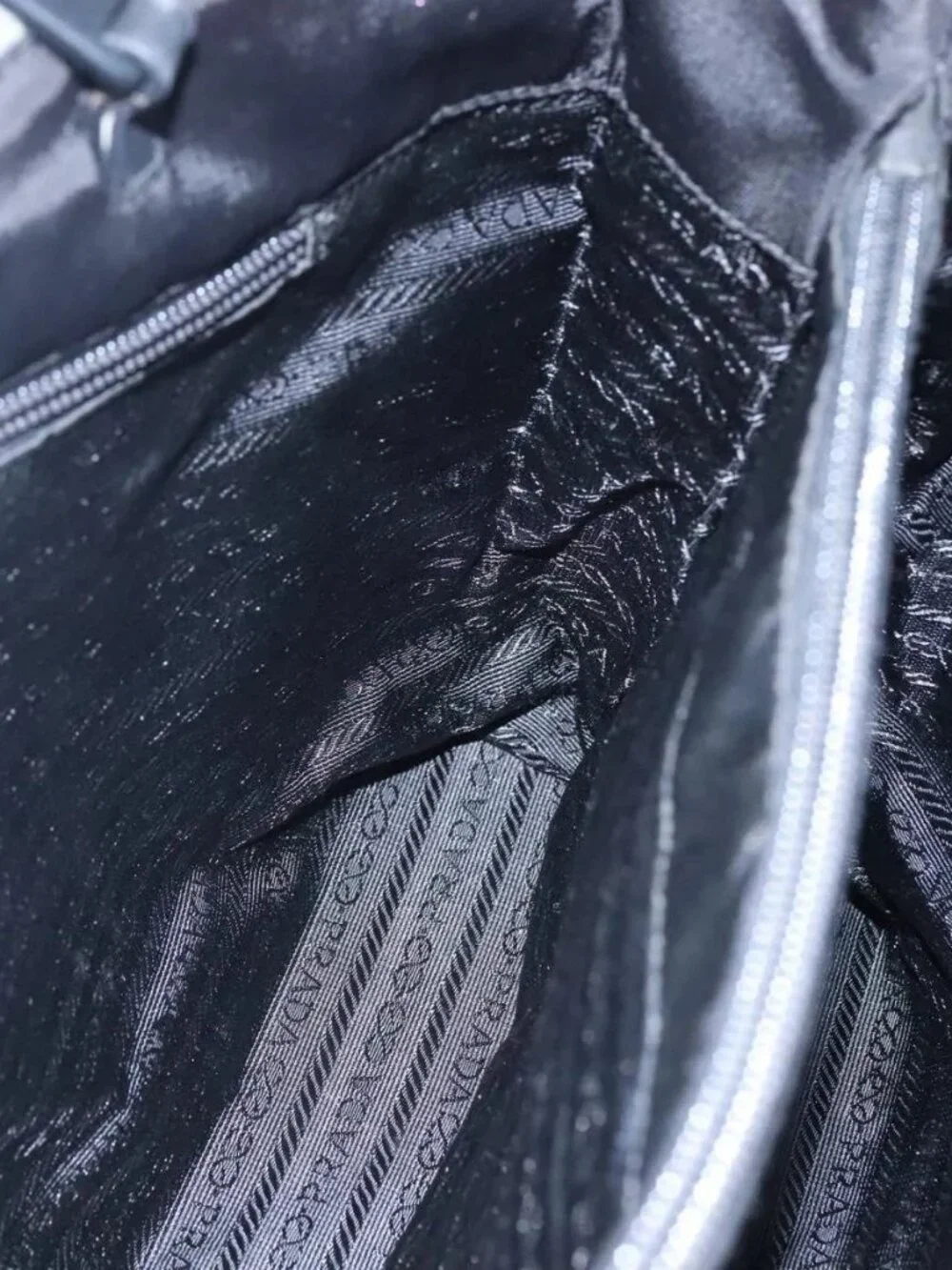PRADA Tote Bag Nylon Plastic Gray Black Auth ep7577
